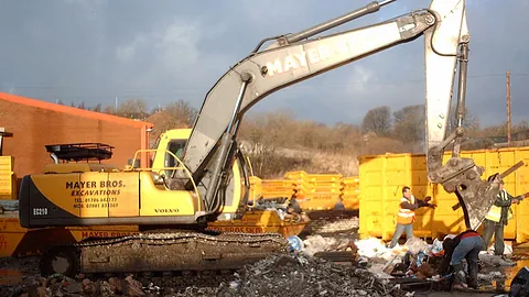 Excavator machinery moving top soil around